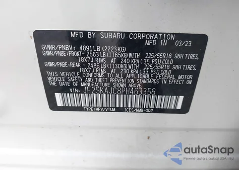 2023 Subaru Forester Sport from USA, damaged, VIN JF2SKAJC8PH463356